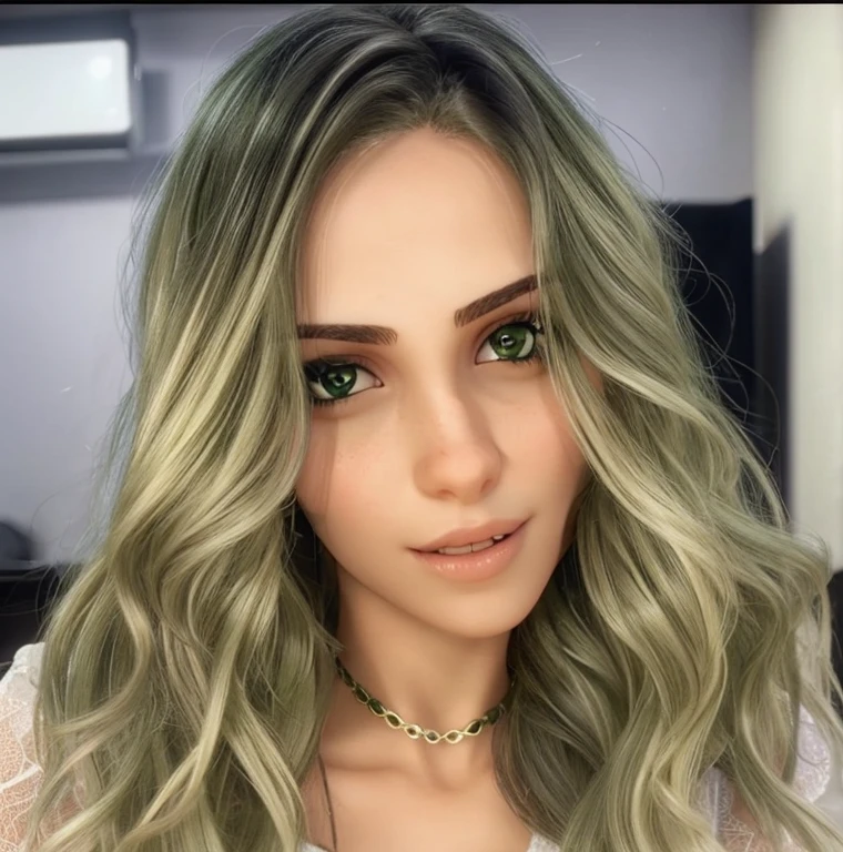 Mulher olhos verdes cabelo loiro