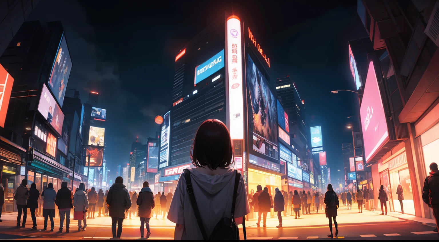 (masterpiece), best quality, ultra high res, sharp focus, natural shadow night, eye catching scenery, beautiful glowing butterflies at night, in the cyberpunk city