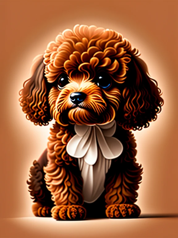 Perfect centering, cute baby brown poodle, Standing position, Abstract beauty, Centered, Looking at the camera, Facing the camera, near perfect, Dynamic, ighly detailed, Digital Painting, Art Station, concept-art, silky, Sharp Focus, hight resolution, illustratio