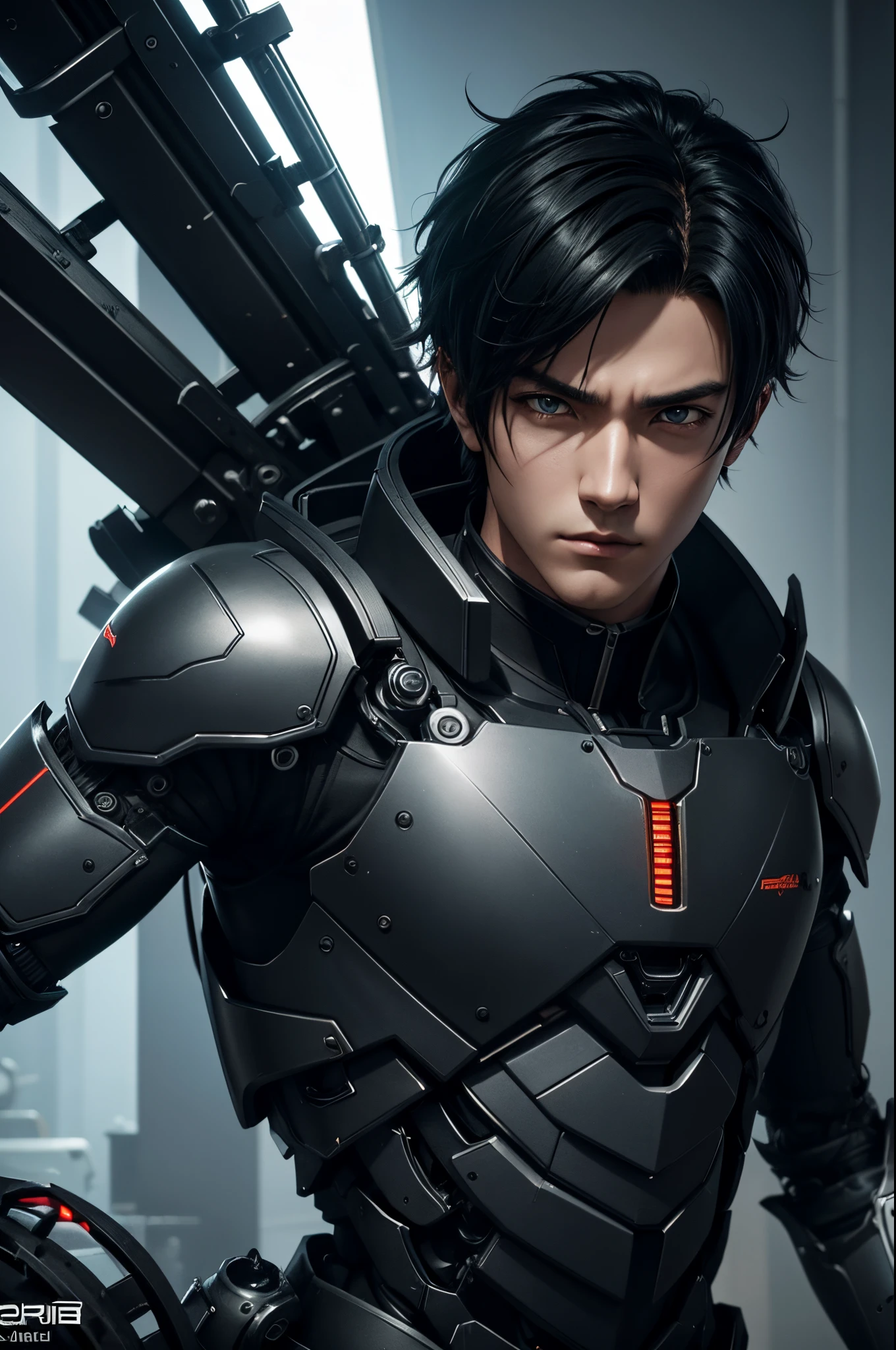 8K、Mechanical Lloyd with short black hair、skeleton mechanical roid boy、boy with exposed skeleton、Detailed Digital Anime Art、Mechanical Lloyd under maintenance、Connect to many tubes、Glowing LEDs(effect)U3D rendering character art 8K、Photorealistic anime boy rendering、8K high-quality detail art、2。5 d cgi anime fantasy artwork、handsome boy mechanical roid、Guweiz style artwork,超A high resolution,Ultra-realistic texture,