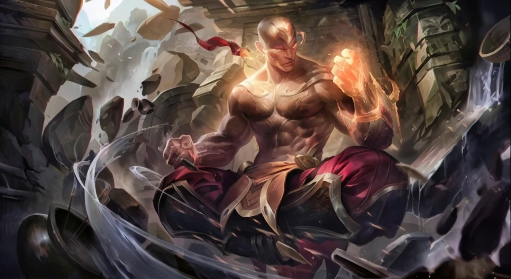 Li Qing，Close-up of a bald man, League of Legends Flash Painting, League of Legends Flash Painting, League of Legends character art, Splash ink art, League of Legends concept art, league of legends art, Wukong, author：heroes, Riot Games Concept Art, League of Legends character, sun wukong, by Qu Leilei，Li Qing，