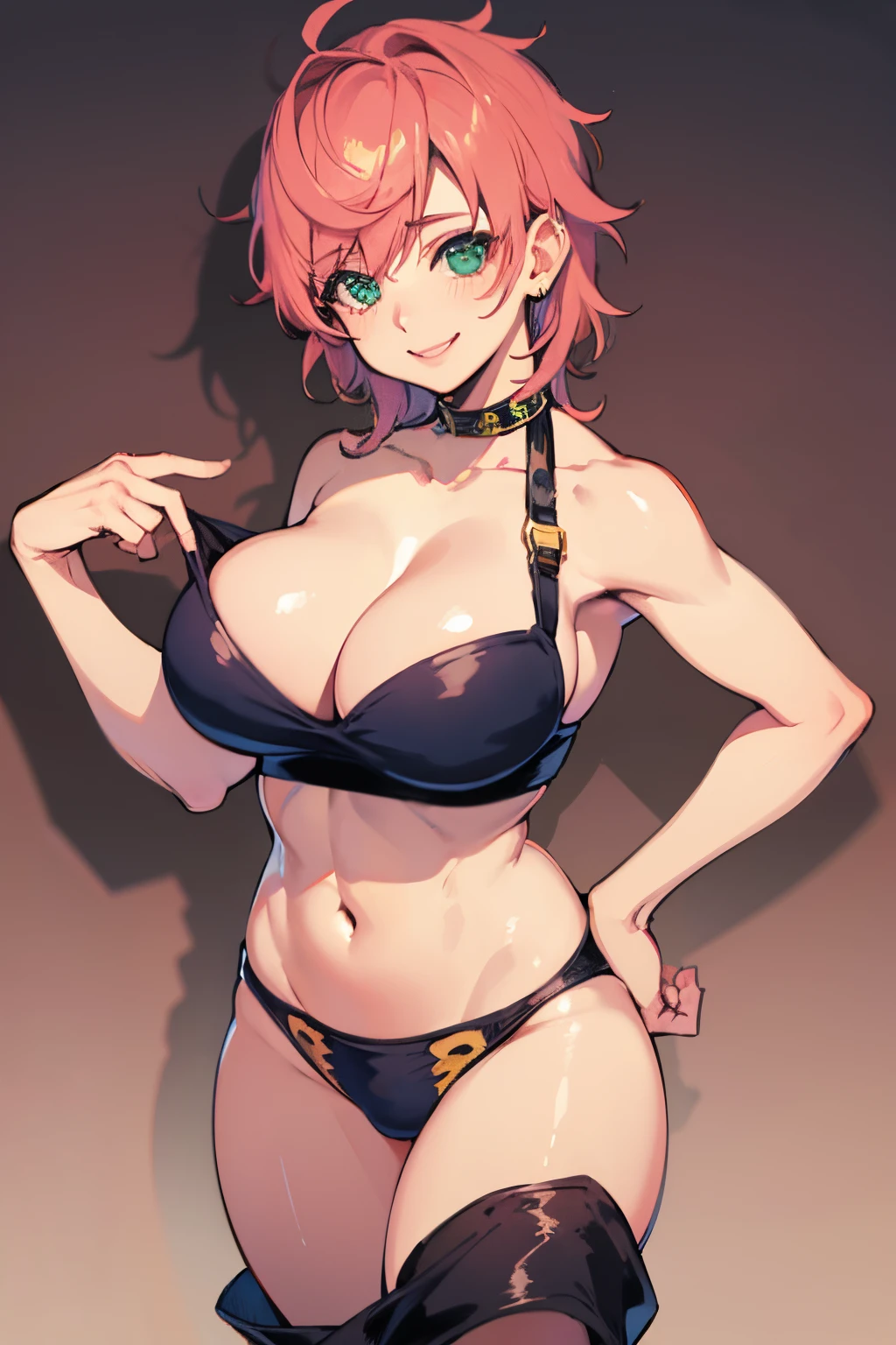 ((Big breasts)), cute smile, Trish, ((panties))