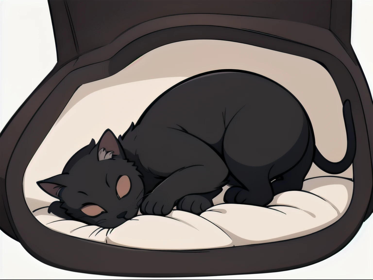 1black cat, sleeping, full body, white background
