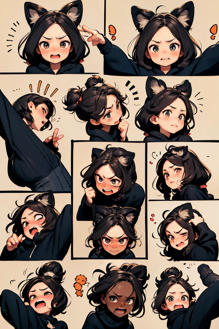Cute black kitten,Various expressions,adolable,irate,weeping,big laughter,9 memes,9 poses and expressions,9 different emotions,8K