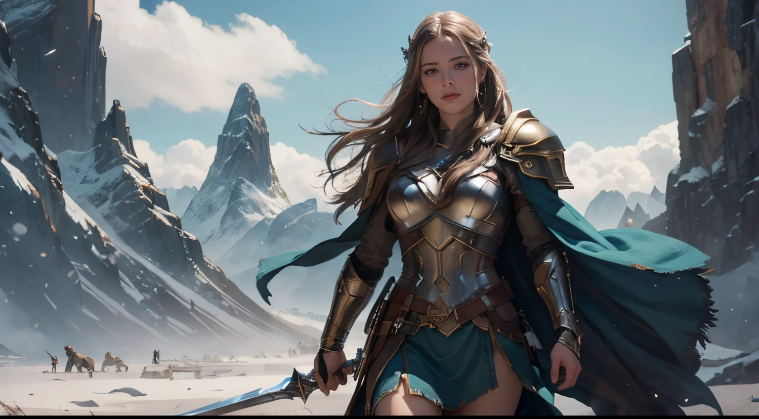 Asgard，Valkyrie，lady knight，Correct ???????，epic fantasy digital art，tmasterpiece，8K，high definition resolution，Detailed illustration，high high quality，, Epic work,