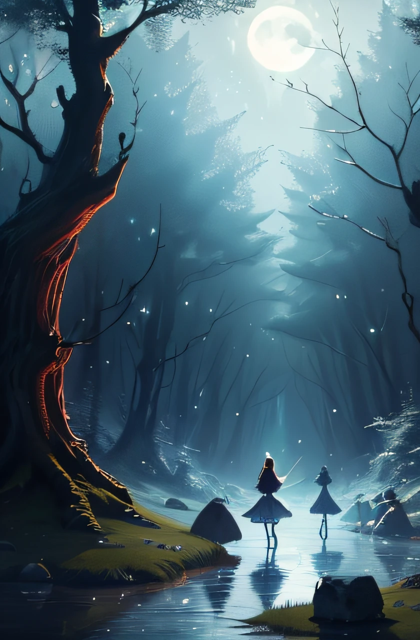 In the heart of Wonderville, beneath the silver light,
Luna and her friends stepped into a mystical sight,
The Enchanted Forest, where secrets softly sway,
A rhythm of whispers, in the moonlit ballet.