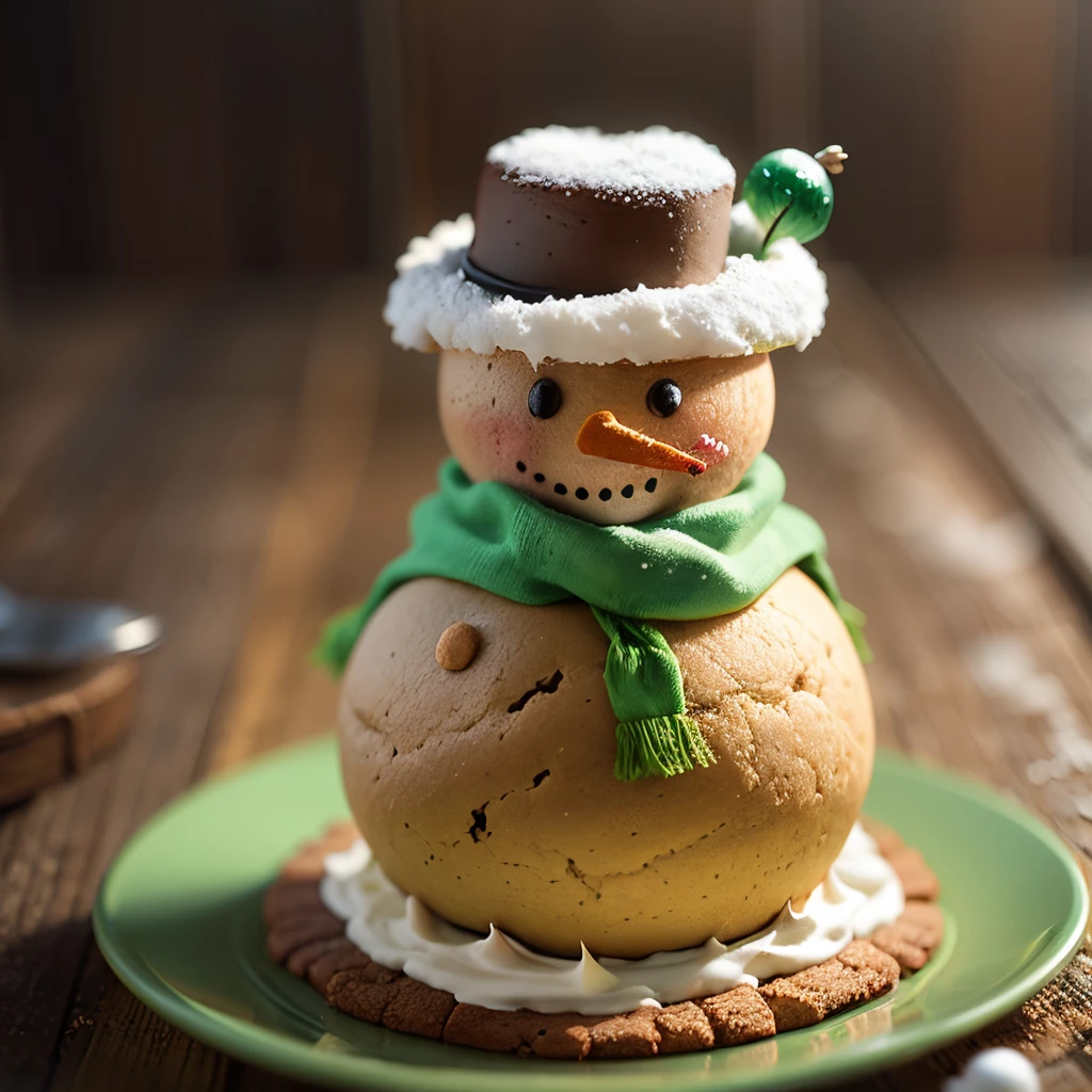 gingerbread cookies in the form of a grandfather snowman, covered with icing,green and red,New Year's mood, a lot of details,lies on the table in the table --auto --s2