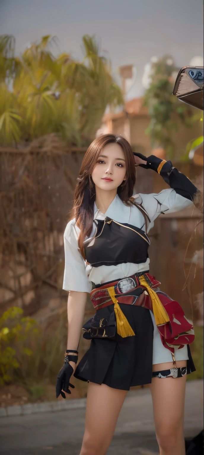 masutepiece, Best Quality, Photorealistic, Ultra-detailed, finely detail, High resolution, 8K Wallpaper, 1 beautiful woman,, light brown messy hair, in a business suit, foco nítido, Perfect dynamic composition, Beautiful detailed eyes, detailed hairs, Detailed realistic skin texture, Smiling, Close-up portrait, Model body type