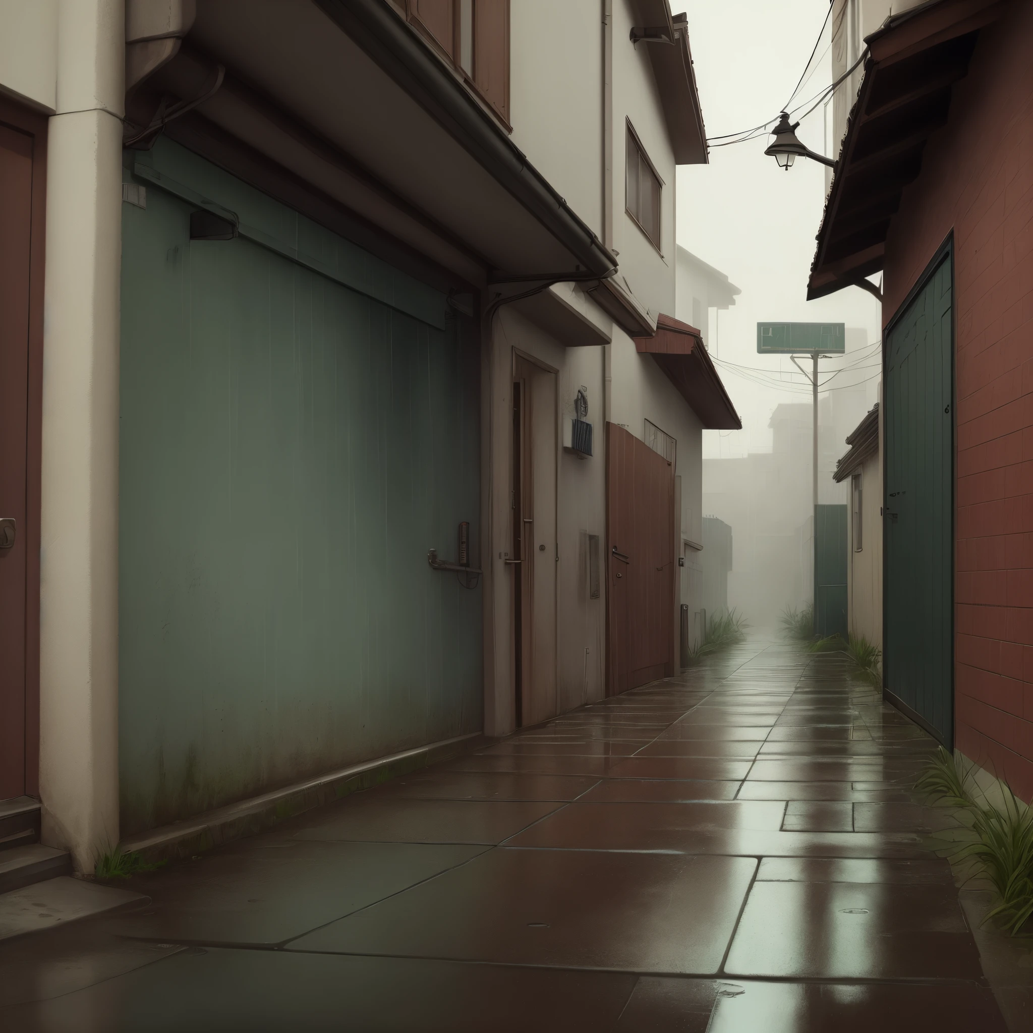 Back alley with rain
