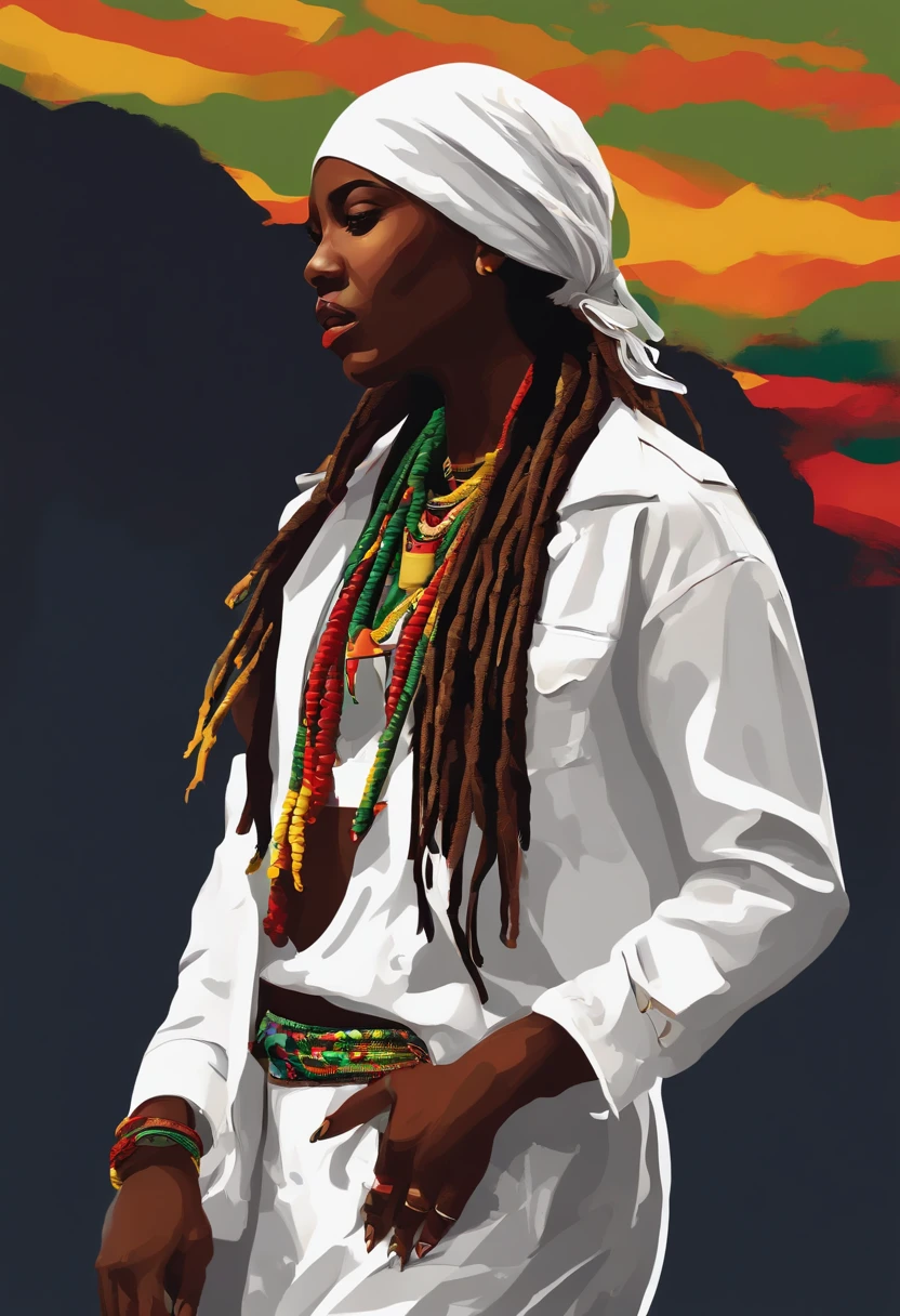 vector art,smudge art(1girl rasta with white clothes)mafia