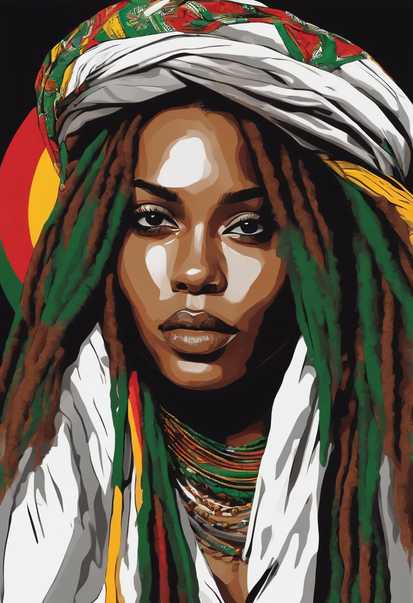 vector art,smudge art(1girl rasta with white clothes)mafia