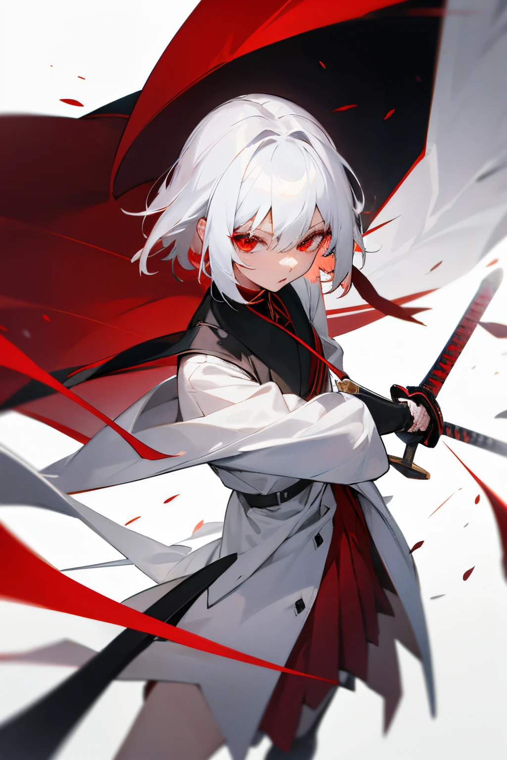 校服,white hair,Red eyes,k hd,vividness,tmasterpiece,anime,Sword