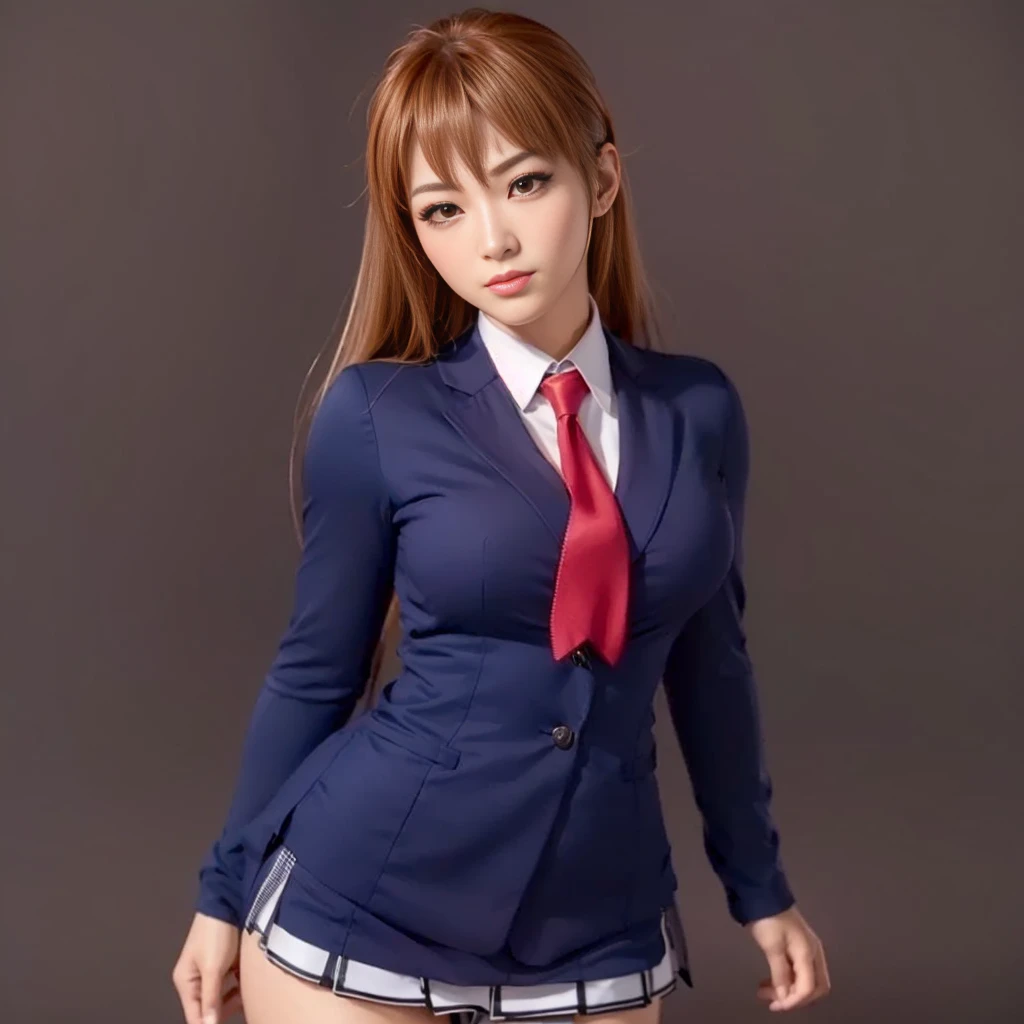 "KASUMI" (best quality,ultra-detalhado,Realistic:1.37), retrato, Detailed eyes and facial features, Serious expression,olhos castanhos,textura de pele delicada e suave,Corpo Perfeito