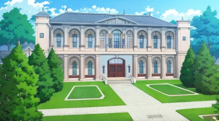 Cartoon image of a big house with many windows, Madhouse Studio anime style, style of madhouse anime, neoclassical police station, palace background, anime still frame, Today’s recommended anime is still, 2 0 1 9 animation screenshots, Anime screenshots, Official animation stills, Japan High School, anime scene, Screenshots from the 2012 animation