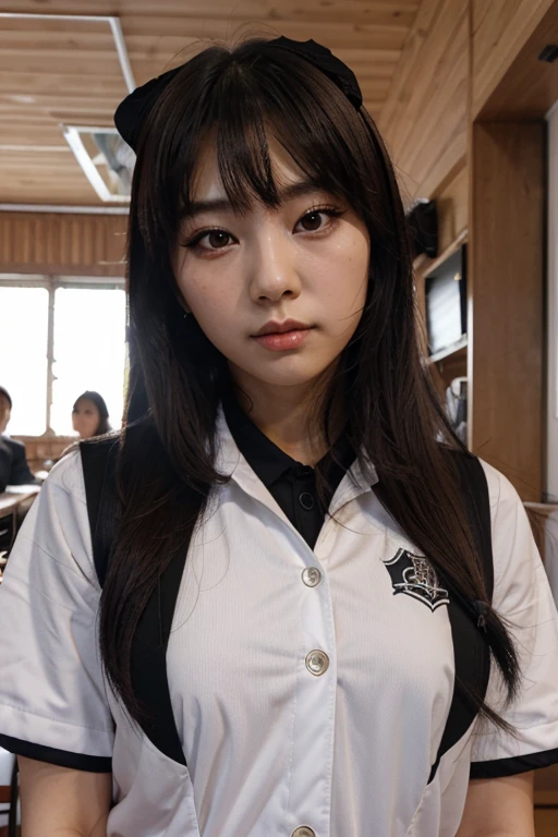 Ruka babymonster, coreana, de frente, rosto, uniforme escolar
