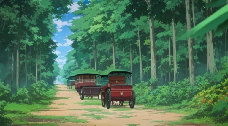 Anime scenes of the forest,There is a path and a row of chairs, Official animation stills, anime scene, Screenshot of the animated movie, anime yulu camp, Still from TV animation, Today’s recommended anime is still, in the anime film, Anime countryside landscape, Screenshots from the 2012 animation, Popular isekai anime, anime still frame, anime still images