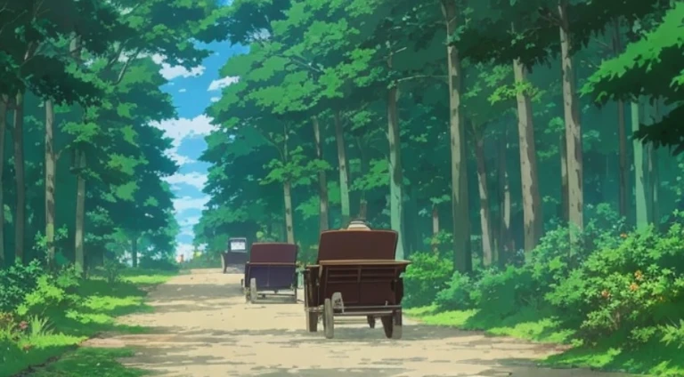 Anime scenes of the forest,There is a path and a row of chairs, Official animation stills, anime scene, Screenshot of the animated movie, anime yulu camp, Still from TV animation, Today’s recommended anime is still, in the anime film, Anime countryside landscape, Screenshots from the 2012 animation, Popular isekai anime, anime still frame, anime still images
