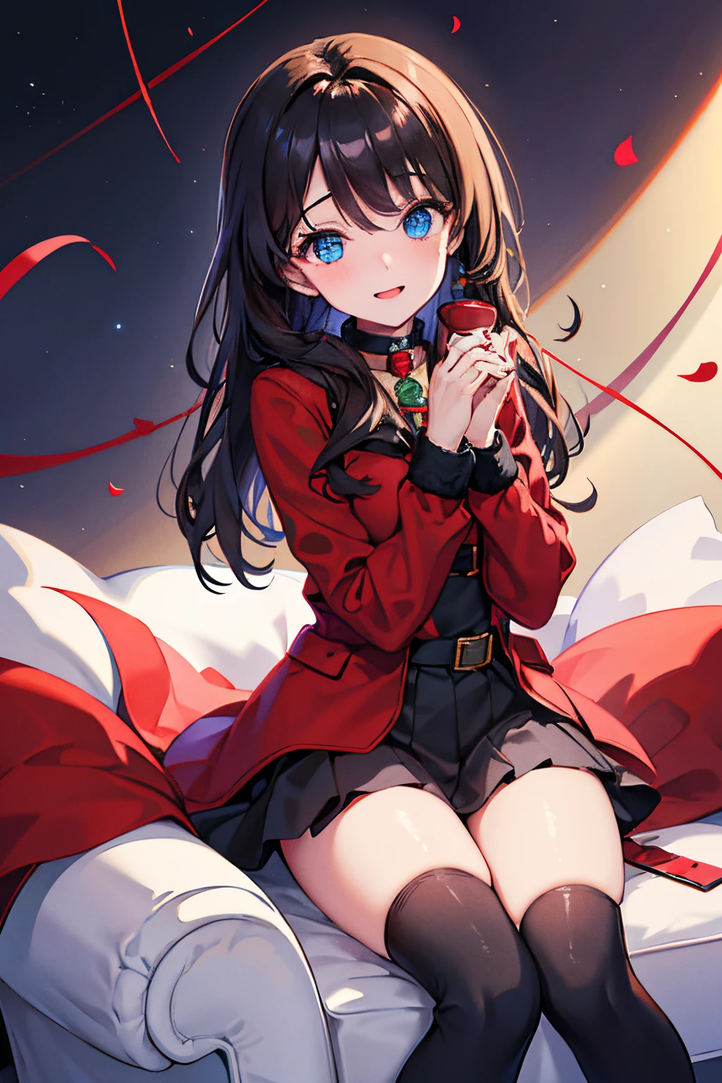 male people A dark-haired blue eyess Red coat Sweaters Black slacks long boots Christmas cake and tea masterpiece Top image quality denoise Clear cinematic shadow Increased attractiveness of the eyes Clear the shine of the eyes Draw eyelashes neatly Perfect Eye A detailed eye Sharpen image quality Sharpen eye writing Clear eye shape