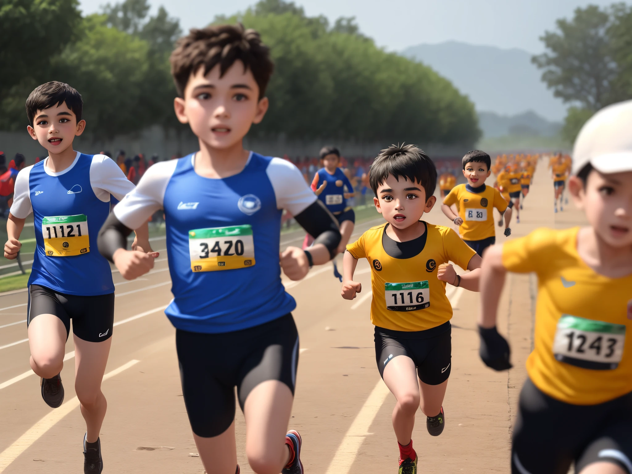 Kids taking part in running race in "Kalika Running Shield 2080" Competition