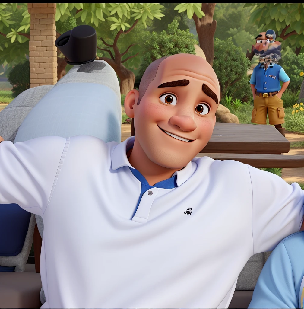Amigo careca estilo Disney pixar, alta qualidade, melhor qualidade