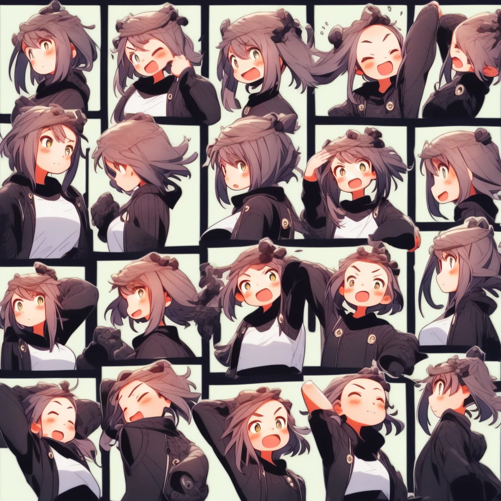 1 cute girl,9 tables,9 poses and expressions,Black strokes,various emotions,10
