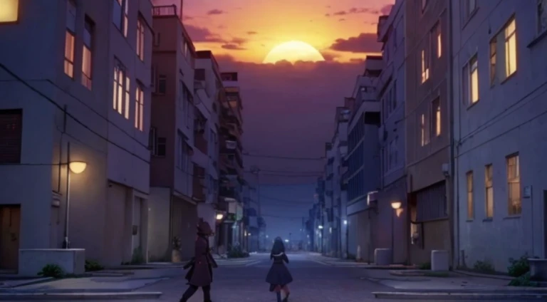 anime scene of a couple of people walking down a street, Ruins Explorer at Dusk, Screenshot of the animated movie, Today’s recommended anime is still, in the anime film, ruins in the background, 2 0 1 9 animation screenshots, Opening scene, Screenshots from the 2012 animation, city ruins in the background, Still from TV animation