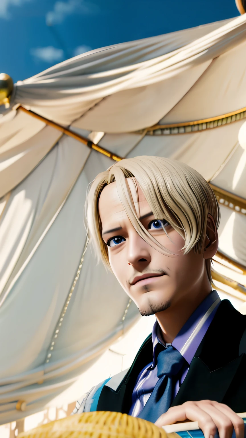 Sanji from one piece, ((ultra detailed)), ((realistic)), 8k, best quality, masterpiece