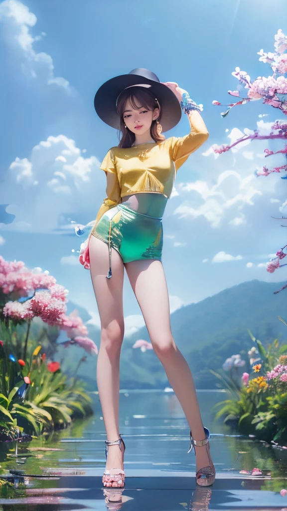 (8k, RAW photo, photorealistic:1.25) ,( lipgloss, eyelashes, gloss-face, glossy skin, best quality, ultra highres, depth of field, chromatic aberration, caustics, Broad lighting, natural shading,Kpop idol) looking at viewer with a serene and goddess-like happiness, ((detailed face)), ((detailed eyes)),