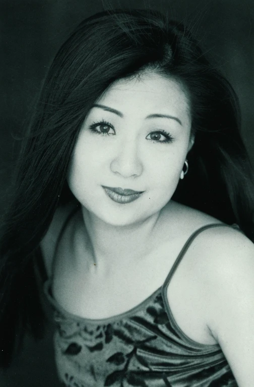 Alafed black and white photo of a woman with long hair, meg kimura, jen zee, portrait of christy ren, katherine lam, mai anh tran, mei-ling zhou, gemma chen, akiko takase, joy ang, Marin Kitagawa, Kiyoko Suzuki, lulu chen, Yuka Kazami, Chiho Ashima, basia tran