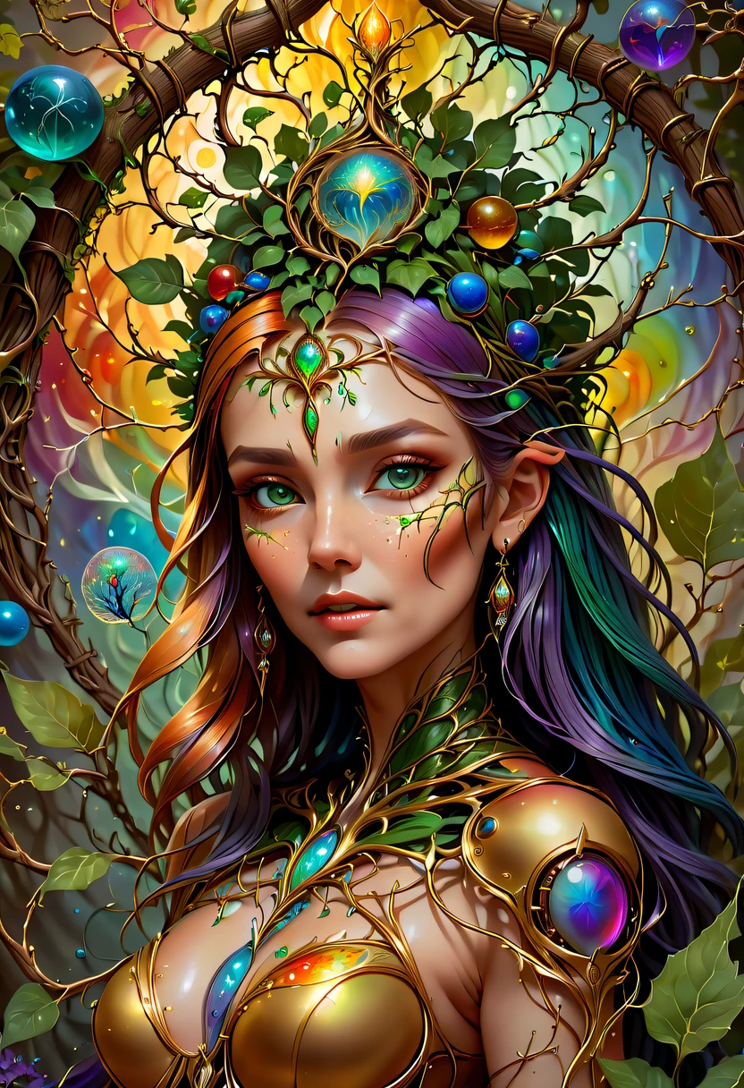 A magical girl whose body is made of vines, plant witch，Vine Queen，Witch of Thorns，Vines weave into a sculpture of a girl，vines woven into clothing，(Crazy vines intricate:1.3)，(Lycoris close-up:1.5)，Flower of the other shore is charming，Mysterious Manzhu Shahua，Bloody ghost flowers blooming at the gate of hell，Leading the soul to the afterlife，Evil charm，Flirtatious，Excellent，witch womloy iron flower，Alloy vines are woven into a magical girl,Magical girl has iron flowers on her head，heavy metal style，metal art，flower made of iron，iron leaf，Full metallic luster，Metal texture in the post-industrial era，Crafts made from twisted alloy wire，gold flowers，Iron flower，Silver flower，metal tree branch，a crystal pendant，Emerald inlay，Carefully crafted，Perfect craftsmanship，Magic lightning background，blue lightning，There are fairies，dark fantasy style art, dark flower shaman, dark fantasy concept art, bloodborne concept art, dark concept art, Bloody ghost flower, Diablo digital concept art, dark fantasy art style, Dark flowers, 🌺 Computer Graphics Association, bloodborne art, tmasterpiece，art  stations，ultra-realistic realism，plant witch，Vine Queen，Witch of Thorns，photorealistic dark concept art, Concept film, Reuven Tan，Painting of woman weaving vines standing in front of devil, goddess of death, author：heroes, beautiful death goddess, beautiful elegant demon queen, dark fantasy style art, portrait of death, onmyoji detailed art, Persephone as the goddess of death, beautiful necromancer, Ominous fantasy illustration