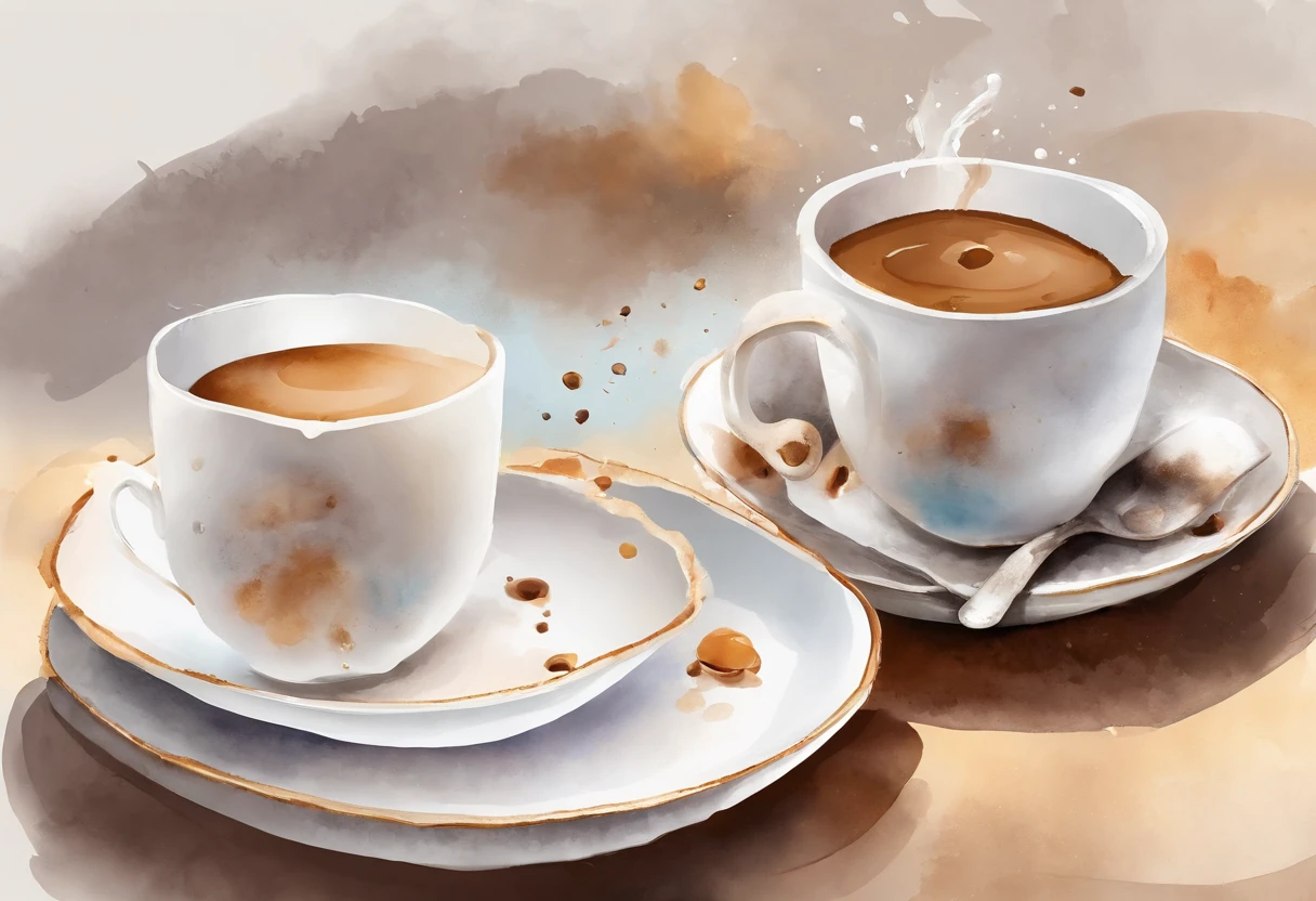 A stunning artwork showcasing the delicate process of latte art creation, the barista's hands expertly pouring steamed milk into a cup of espresso, forming intricate patterns and designs, the scene bathed in soft cafe lighting, the anticipation of a perfectly crafted latte, Colored pencil drawing with fine details, followed by a watercolor wash for a vibrant finish