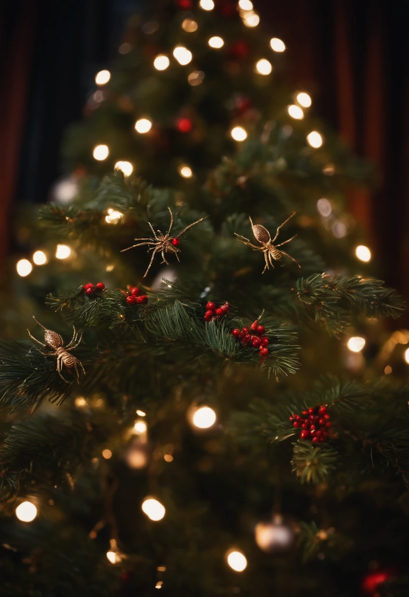 Ukrainian Christmas tree decorated with spiders and cobwebs