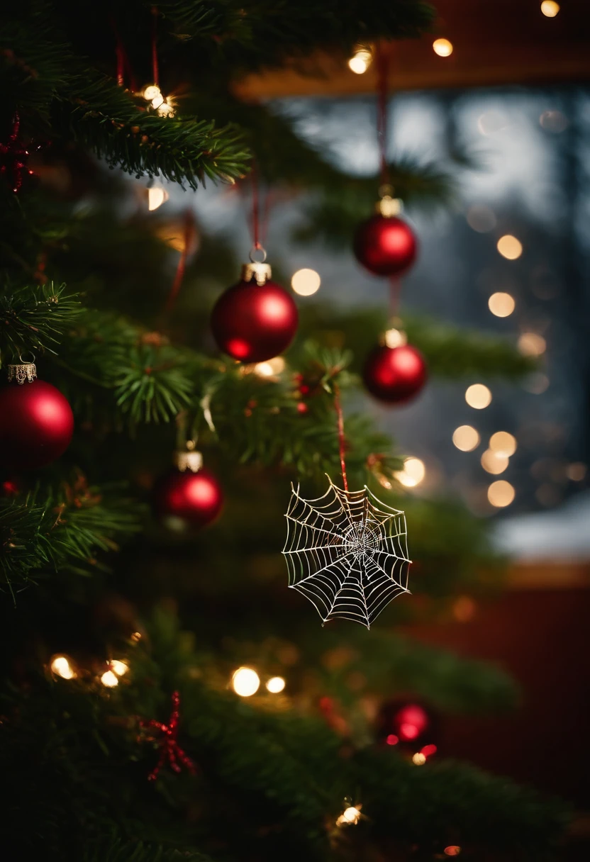 Ukrainian Christmas tree decorated with spiders and cobwebs