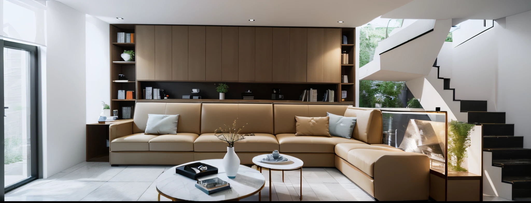 morden space design, (((volumetric light:1.2))), (Masterpiece,best quality,8k uhd,dslr,soft lighting,high quality,hyper detail,film grain,Fujifilm XT3, UE 5 render 8k, super high resolution, supper detail:1.2), color block wall decor, abtract poster decor, glossy terazzo floor:1.3,