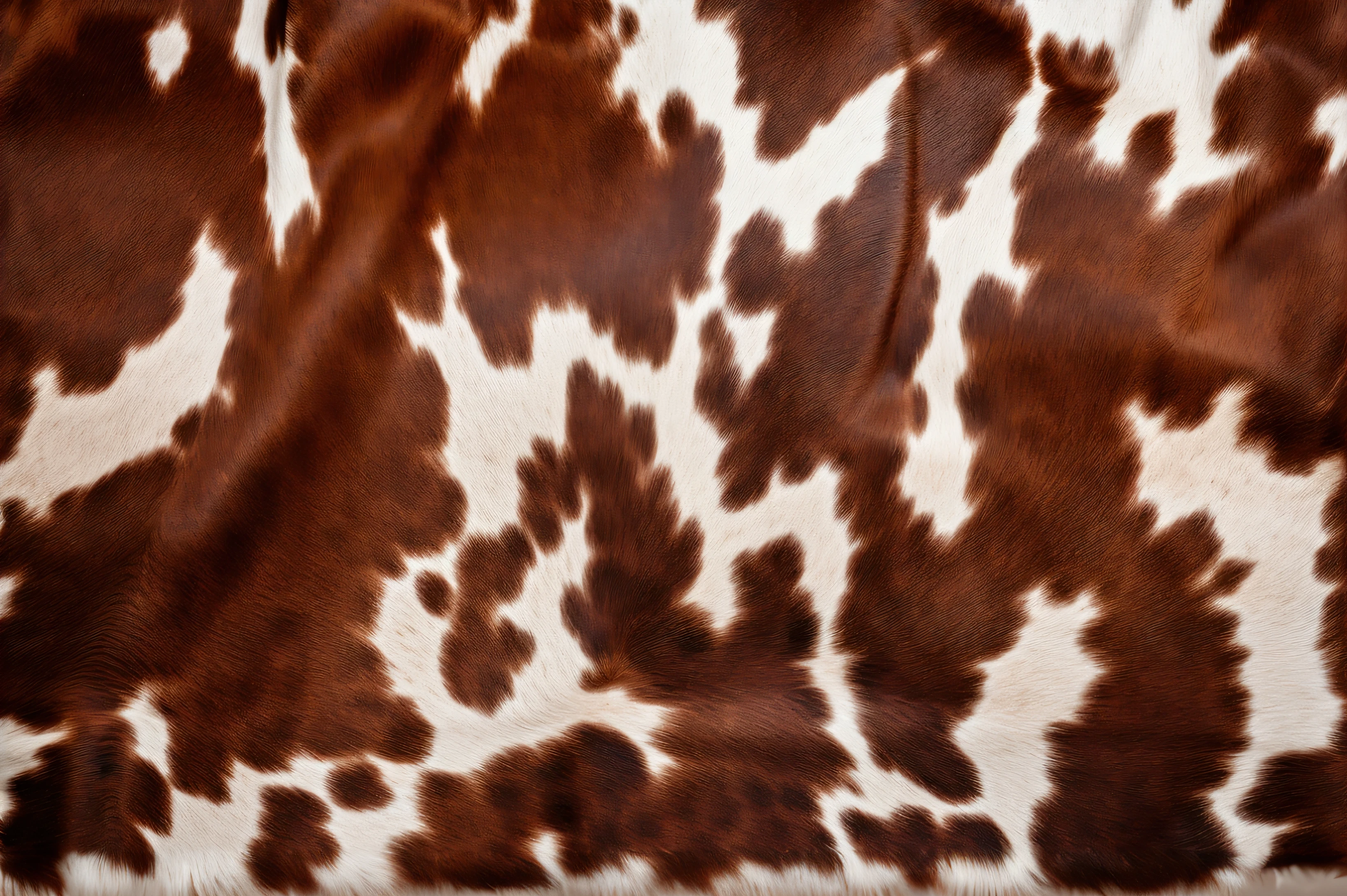 a close up of a cow's skin with spots of brown and white, high detail whide shot, white with chocolate brown spots, animal skins, bovine, cow, patches of fur, leathery, spots, gradient brown to white, tan and brown fur, matted brown fur, fur texture, blue fur with white spots, texture, beautiful high resolution