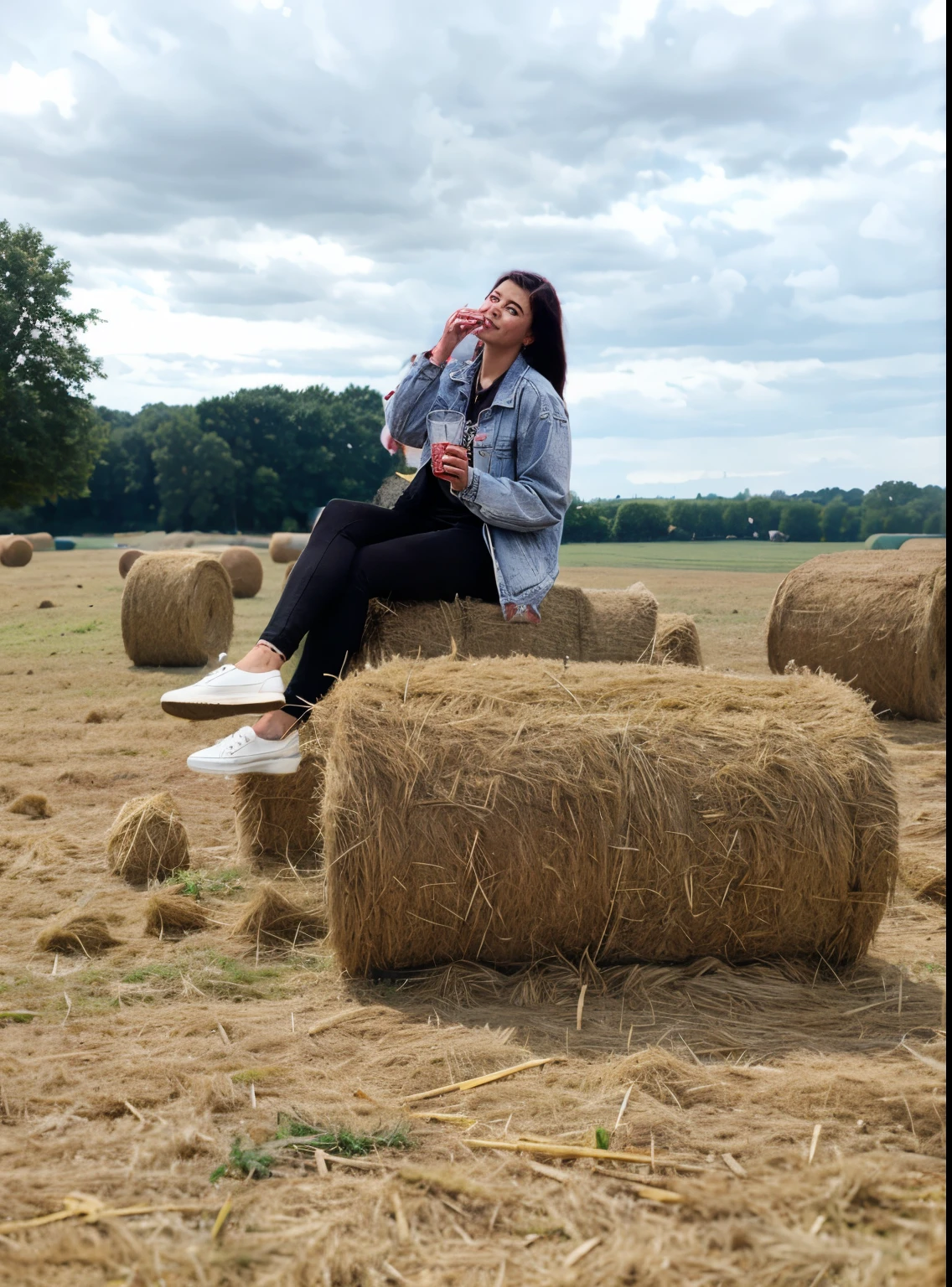 field, therefore senna, hay bales