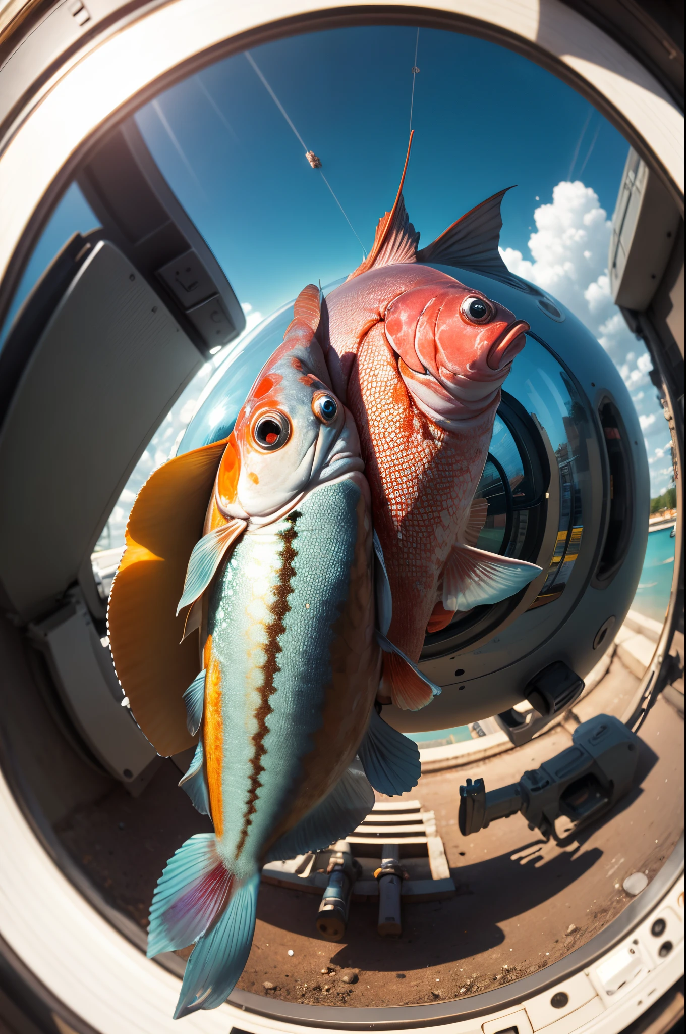 a gun pointing at me but in a fisheye perspective