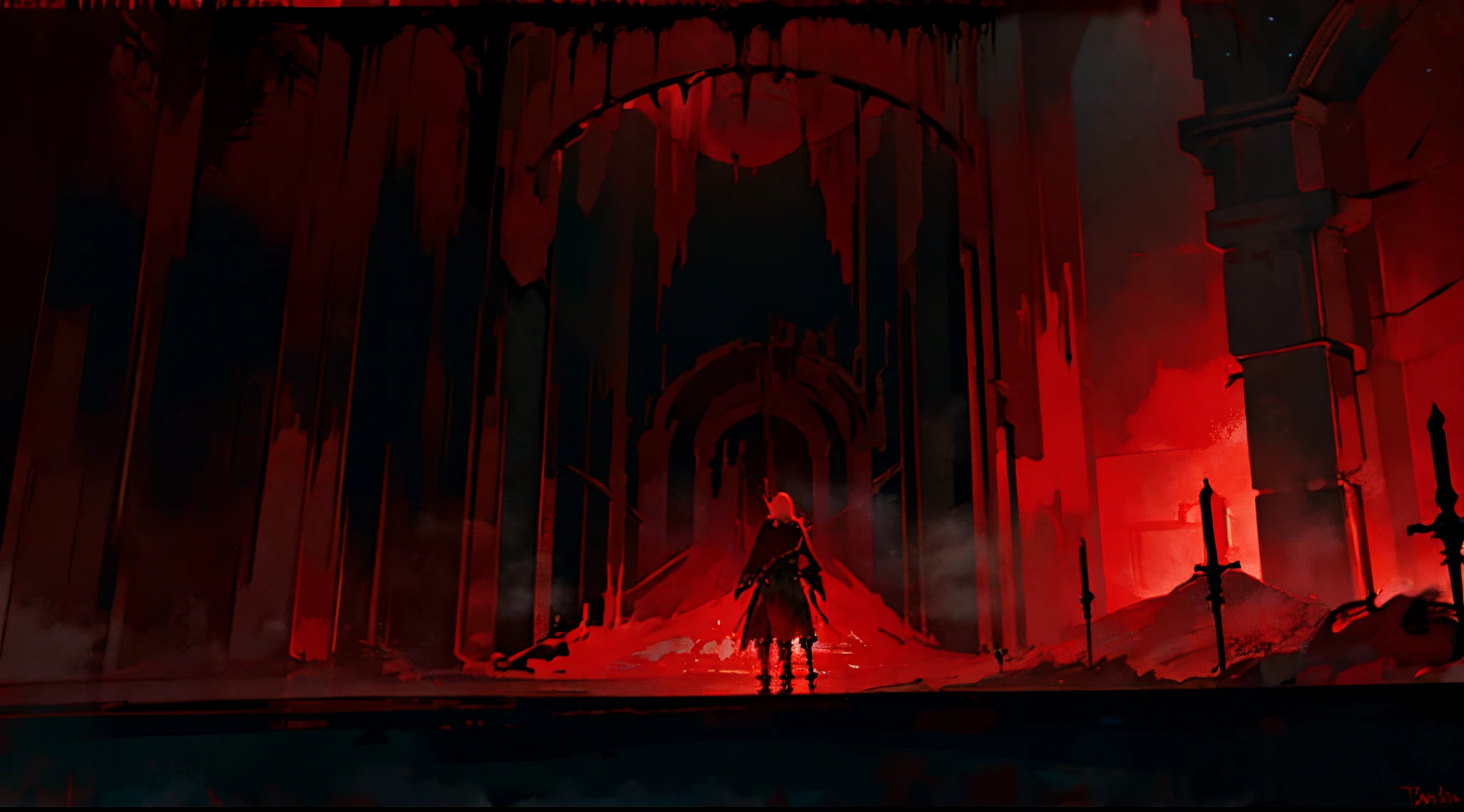 A red moon shines on the dark forest,without humans,NOhumans,Glows red, In the red dream world, Blood Temple, bloodborne art, Red Forest, blood vessel + concept-art, Inspired by Castlevania, blood moon background, Red, Red atmosphere, Just the art of dark metal music, gothic horror vibes, bloodborne concept art, dark fantasy concept art