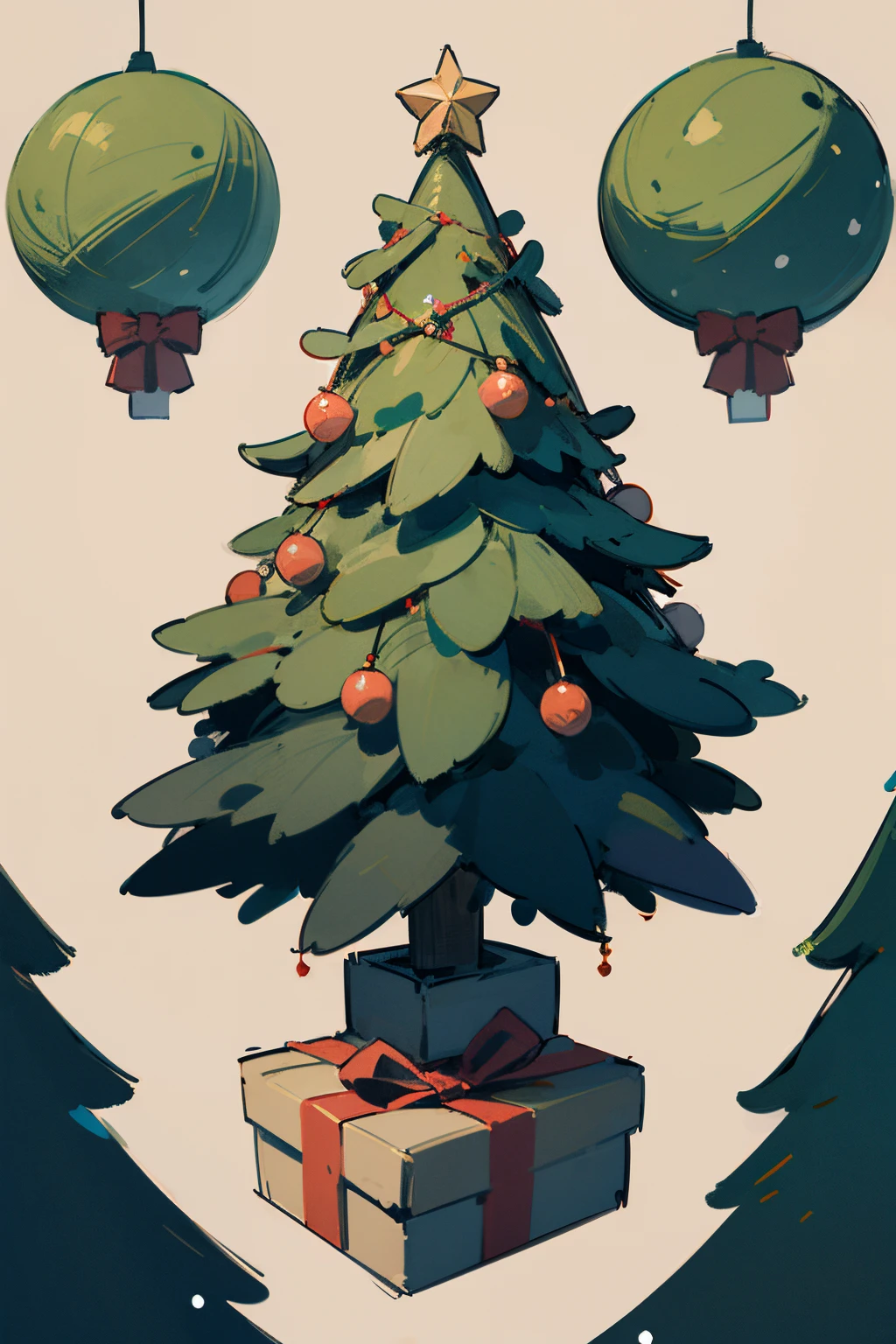 Christmas tree，illustration，multiple small objects