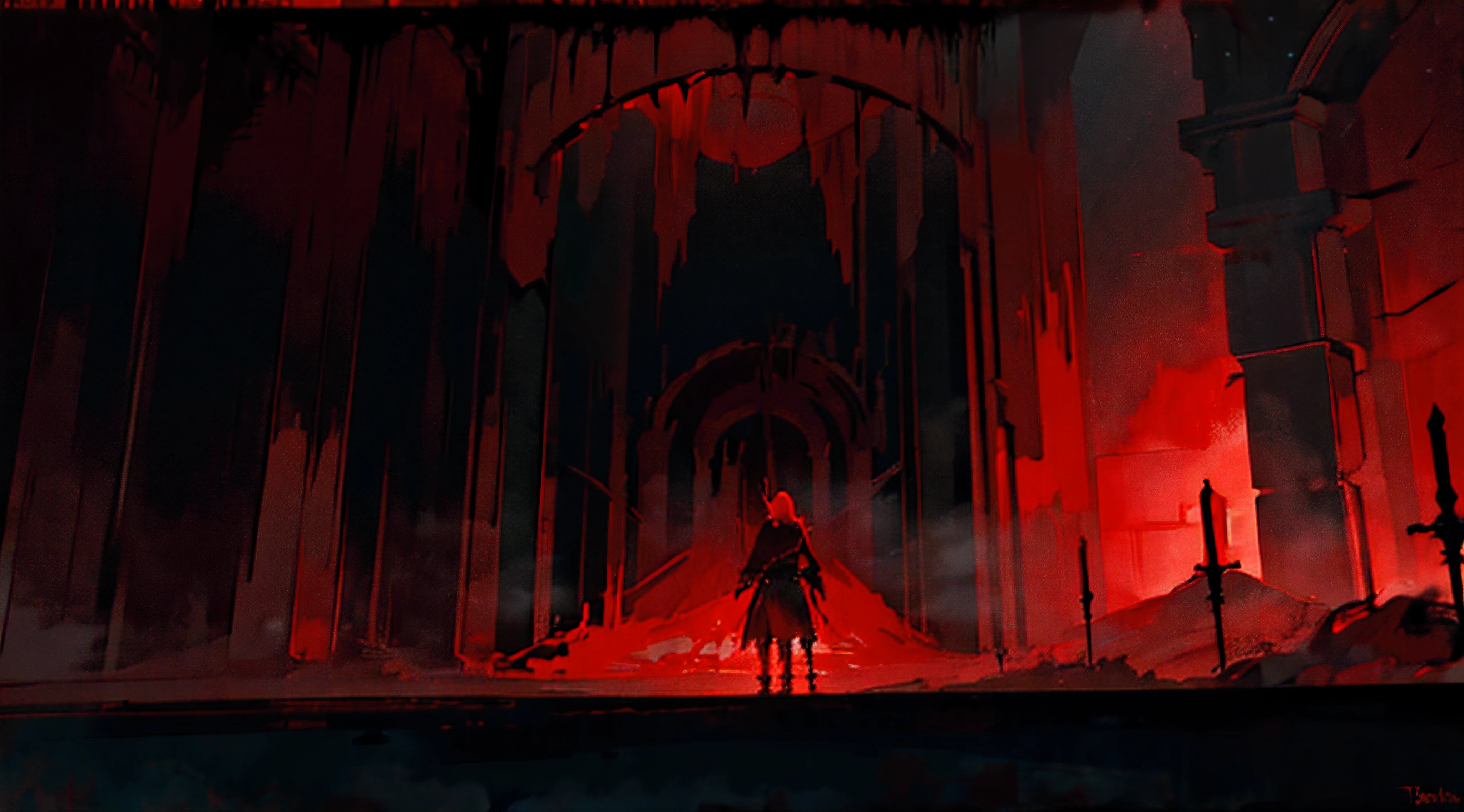 A red moon shines on the dark forest,without humans,without humans,Glows red, In the red dream world, Blood Temple, bloodborne art, Red Forest, blood vessel + concept-art, Inspired by Castlevania, blood moon background, Red, Red atmosphere, Just the art of dark metal music, gothic horror vibes, bloodborne concept art, dark fantasy concept art