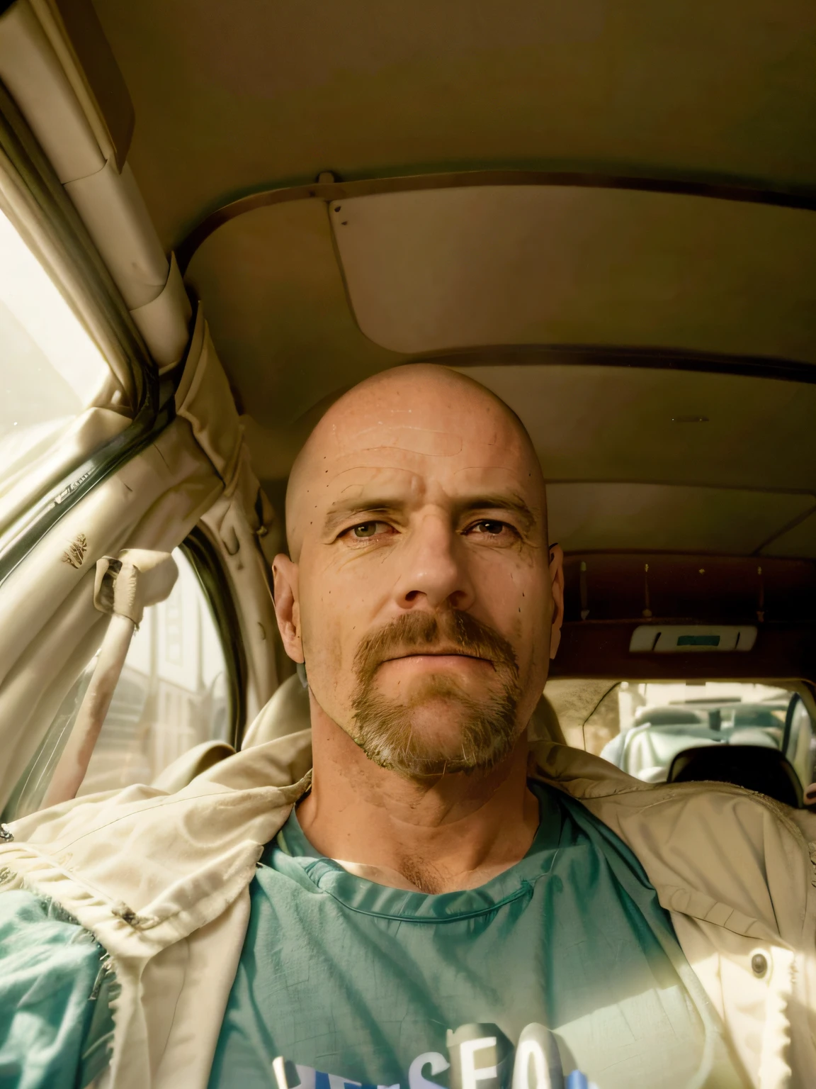 Man sitting in the back seat of a car, 4 0 years old man, selfie photography 8k, Men 45 years old, (age 38), age 38, 3 6 years old, selfie of a man, Shaved bristles, 5 0 years old man, no completely bald hair, 3 2 years old