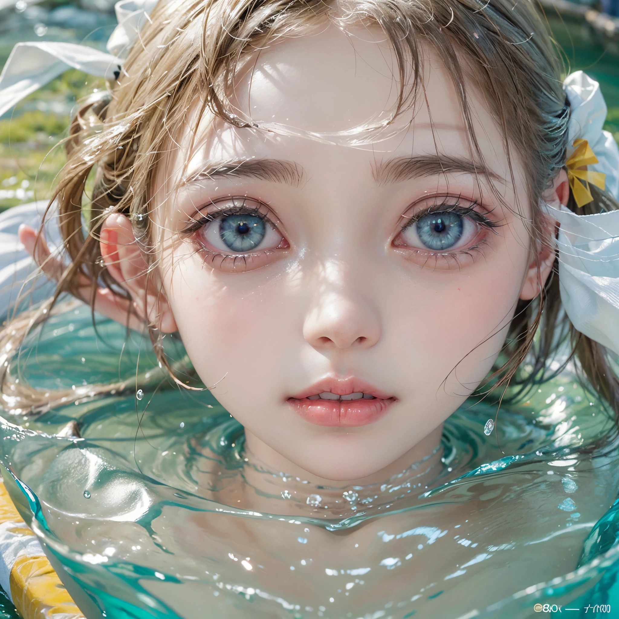 (8K, Original photography, Top image quality, masterpiece: 1.4), hyper HD, (Realistic, 真实感: 1.48), realisticlying, A high resolution, softlighting. Tiny Girls, girl jumping into the water、Falling、splash water、shout、Luminous water surface、White and Vivid colors, back lighting, glistening ivory skin, sparkling highlights, Detailed KAWAII face with cute lips, long eyelashes, Delicate clothes, Detailed open crotch, (((Whole Body proportions and all limbs are anatomically accurate))) .