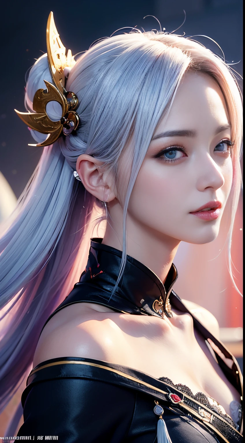 ((Best Quality, 8K, masutepiece:1.3)), 1girl in, Slim Abs Beauty:1.3, (casual hairstyle, Big breasts without leakage: 1.2), Dress: 1.1, Super fine face, Delicate eyes, Double eyelids, Shyness, Dynamic Pose, Smile, Anime girl with white hair and blue eyes holding a fan, White Hair God, The feminization of the key art of Xart Krenz, onmyoji detailed art, portrait onmyoji, Detailed Digital Anime Art, best anime 4k konachan wallpaper, anime goddess, high detail official artwork, detailed anime art, Portrait of a female anime hero, Onmyoji