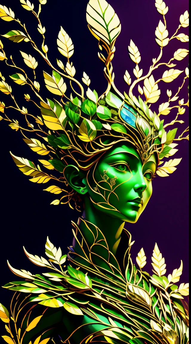 Plant Maiden，Vine Princess，Witch of Thorns，Beautiful line art photo，Use gold strokes and rainbow paint，Golden Maiden，the golden ratio，Melted wax，Visible brush strokes，surrounded by crystal spheres，3D Mosaic Wireframe，neuroimaging，neurons，The Tree of Life，colours，California，intense emotion，Oil on canvas，Thick strokes，insanely details，8k ultra high definition，tmasterpiece，art  stations，ultra-realistic realism，plant witch，Vine Queen，Witch of Thorns