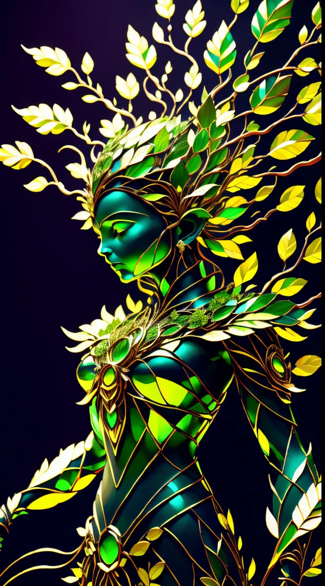 Plant Maiden，Vine Princess，Witch of Thorns，Beautiful line art photo，Use gold strokes and rainbow paint，Golden Maiden，the golden ratio，Melted wax，Visible brush strokes，surrounded by crystal spheres，3D Mosaic Wireframe，neuroimaging，neurons，The Tree of Life，colours，California，intense emotion，Oil on canvas，Thick strokes，insanely details，8k ultra high definition，tmasterpiece，art  stations，ultra-realistic realism，plant witch，Vine Queen，Witch of Thorns