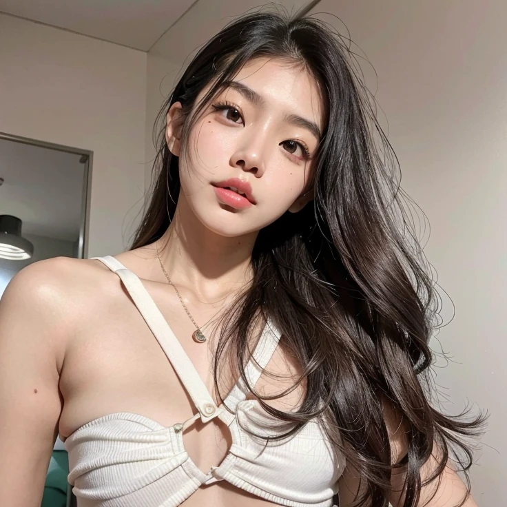 Asian woman araffed in a white bra top posing for a photo, cindy avelino, Pokimane, 18 anos, imagem vazada, linda mulher coreana jovem, Modelo do Instagram, a young asian woman, 21 anos, an Asian woman, 2 2 anos, 2 7 anos, Mulher sul-coreana bonita, Beautiful Asian girl