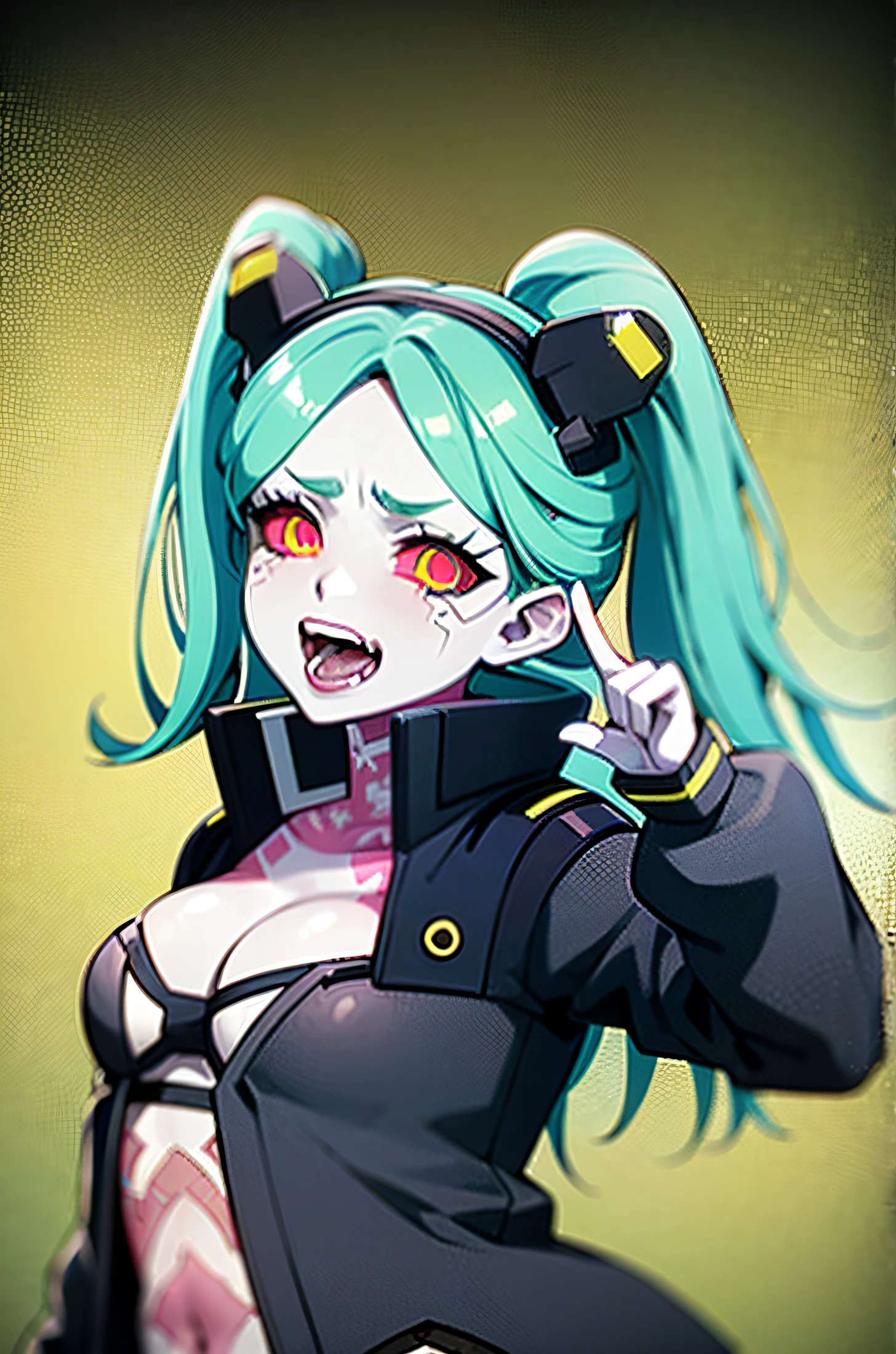 Anime girl with horns and horns on her head posing for a photo, Ahegao, cara Ahegao, [[[[Evil sortoudo]]]], KDA, gato anime, gato anime bonito, Arte digital de Danganronpa, tou, Junko Enoshima, Danganronpa, muito bonita  gato anime