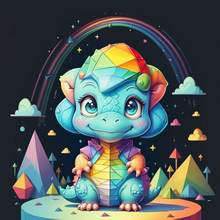 (cute baby dinosaur with a rainbow), Munchkin ,Geometric multidimensional wall portrait, livro de arte, Tchibi,
Yang08k, Beautiful, Colouring,
Obras, of the highest quality, best quality, Arte Oficial, Beautiful and Aesthetic,