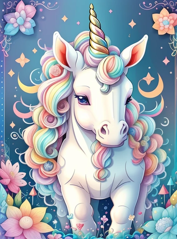 (cute baby unicorn with a rainbows and flowers), Munchkin ,Geometric multidimensional wall portrait, livro de arte, Tchibi,
Yang08k, Beautiful, Colouring,
Obras, of the highest quality, best quality, Arte Oficial, Beautiful and Aesthetic,