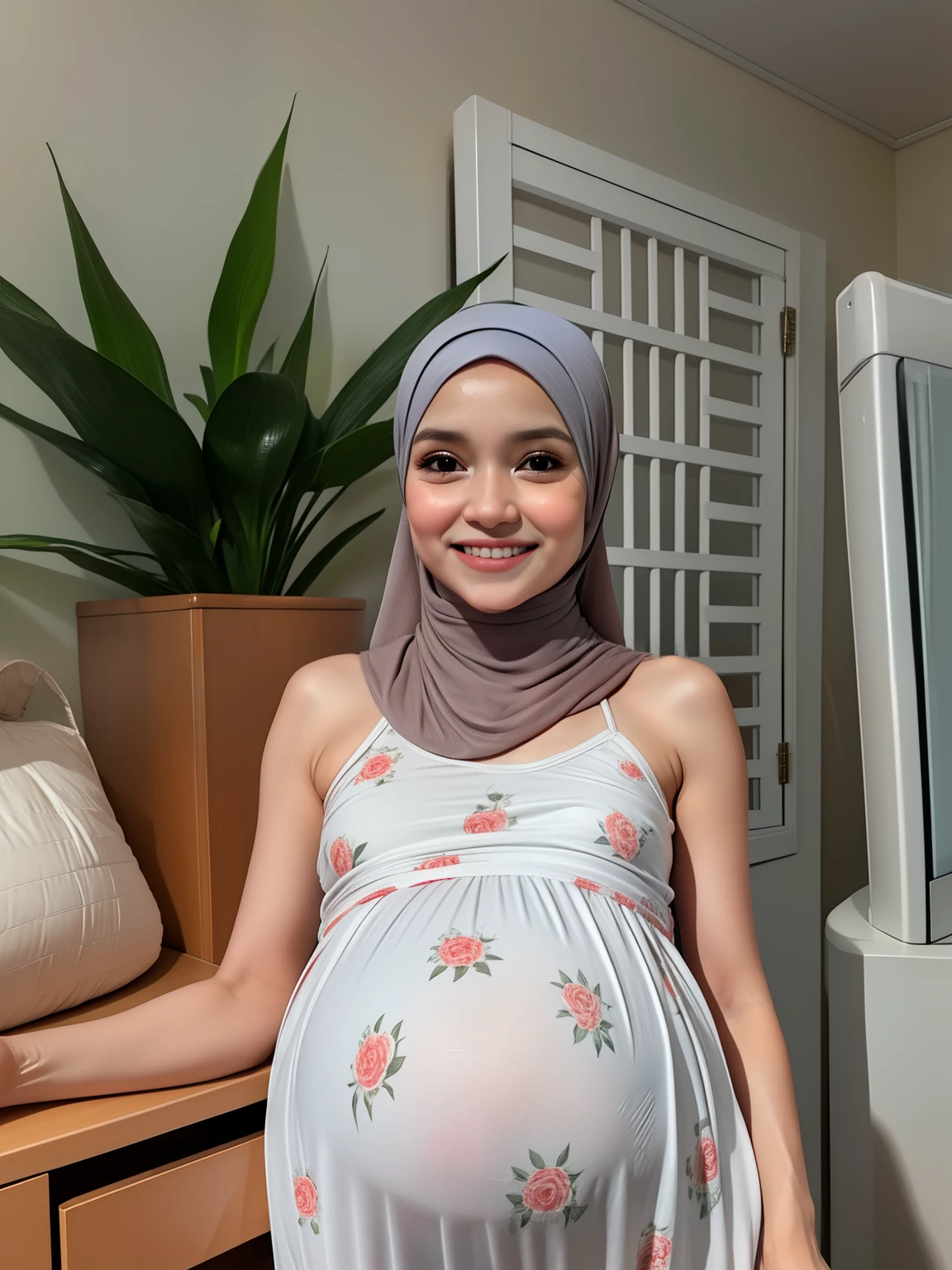 HIJAB MALAY GIRL, masutepiece, High quality, UHD 32K, Realistic face, Realistic skin feeling , A Japanese Lady, , Little Girl and baby-like face, Women's Competition One-Piece Swimsuit, Sitting, itting open legs, Spread Leg, Yor, cum shots, cum on chest, (((facials))), (((Smile))), (((heavy pregnancy))), (((plump chest))),